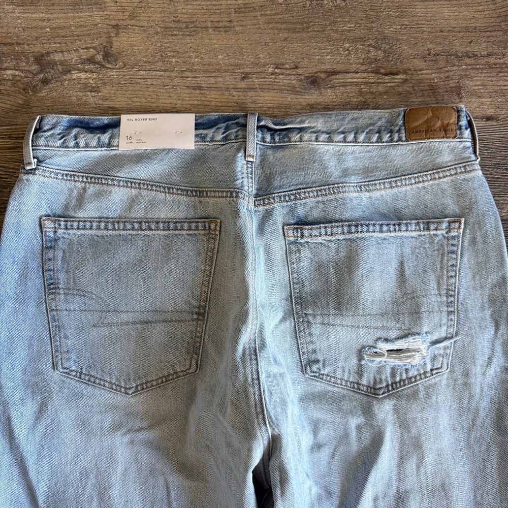 American Eagle Outfitters Light Blue Distressed Boyfriend Jeans 16T - Picture 6 of 7